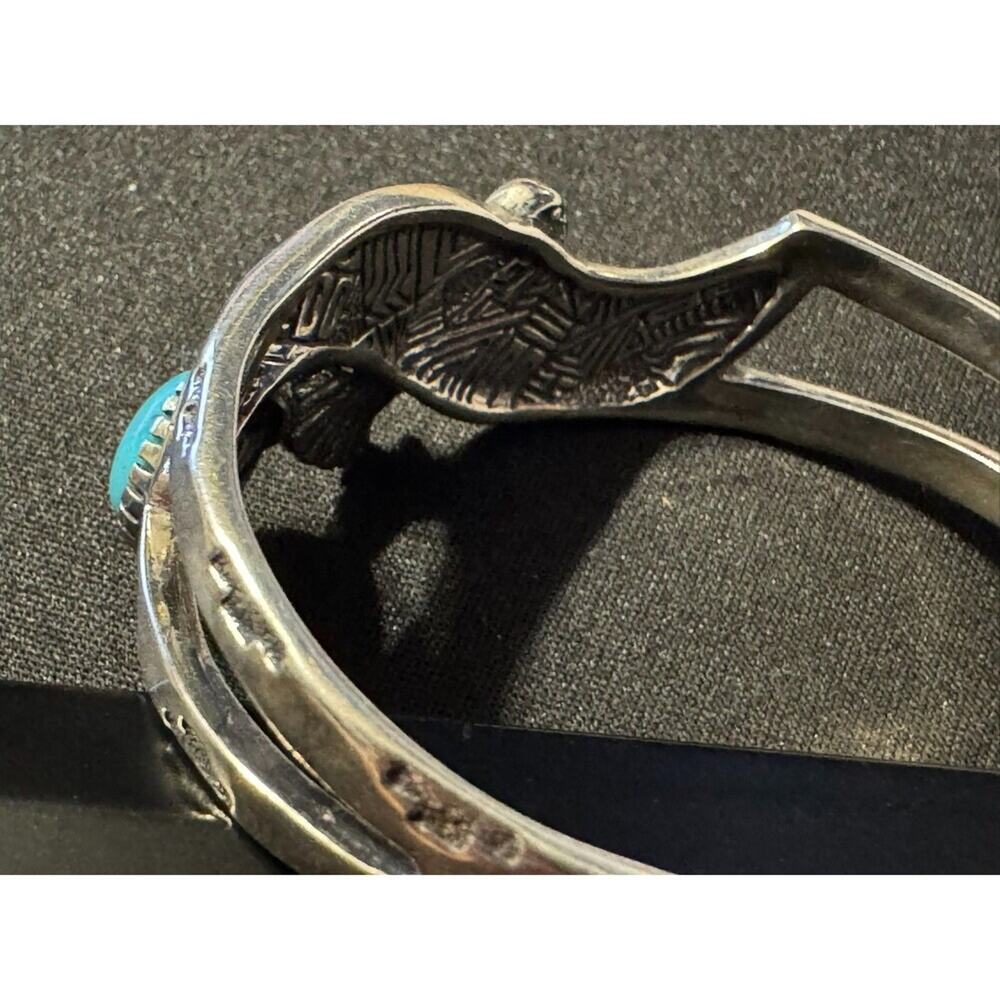 Roderick Tenorio Carolyn Pollack Sterling Silver Cuff Bracelet Eagle Turquoise - Picture 5 of 7